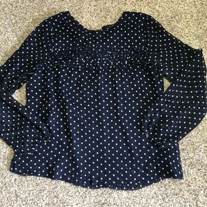 J. Crew Silk Ruffle Trim Polka Dot Blouse- 16